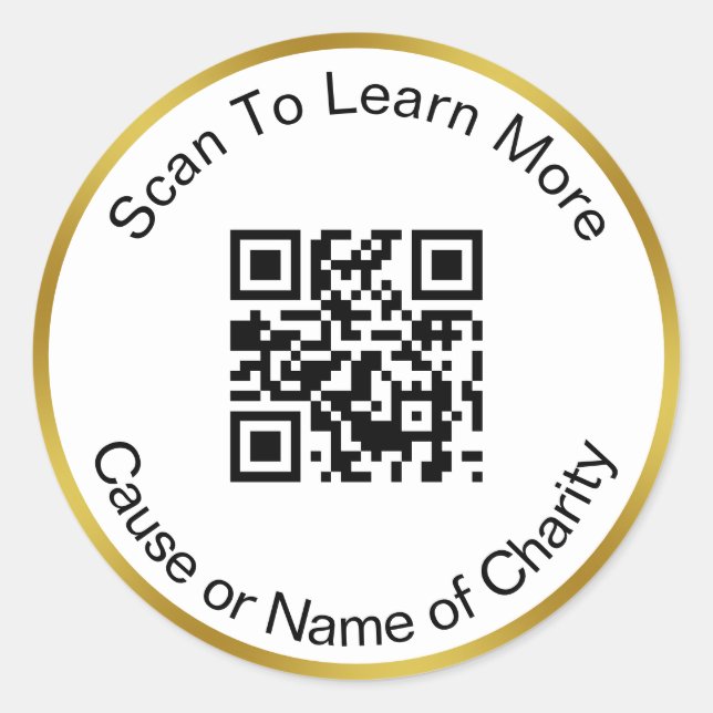 Sticker Rond Scannez le code QR pour en savoir plus sur la caus (Devant)