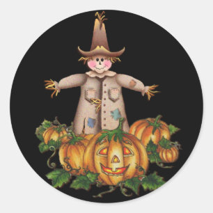 Sticker Rond SCARECROW & CITROUILLE PATCH par SHARON SHARPE