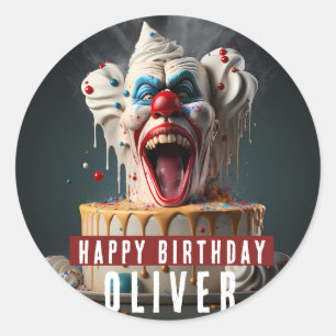 Sticker Rond Scary clown thème Anniversaire