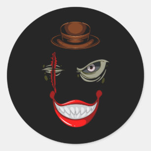 Sticker Rond Scary Halloween Clown personnage Horreur film méch
