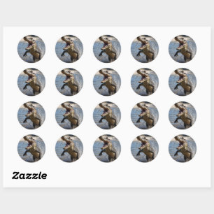 Sticker Rond Scary Jaws : Le Crocodile australien saute aux pie