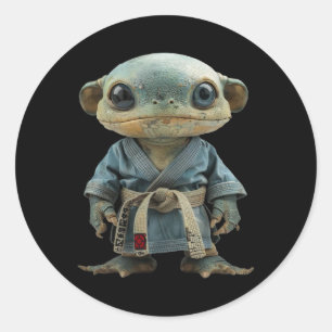 Sticker Rond Scary Martial Arts Fighter Karate Boxer Comt Kung