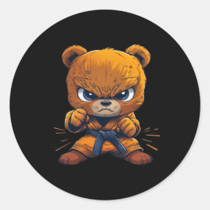Sticker Rond Scary Martial Arts Fighter Karate Boxer Comt Kung