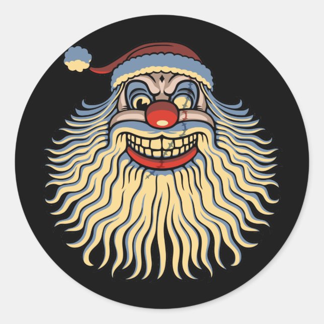 Sticker Rond Scary Père Noël Clown (Devant)