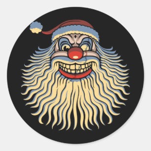 Sticker Rond Scary Père Noël Clown
