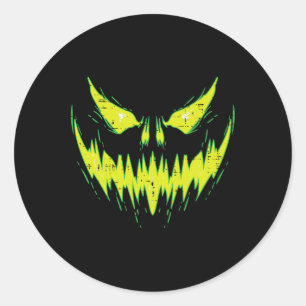 Sticker Rond Scary Pumkin Jack O Lantern Face Halloween Men Bo