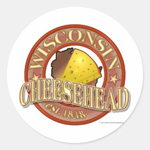 Sticker Rond Sceau à tête de fromage du Wisconsin