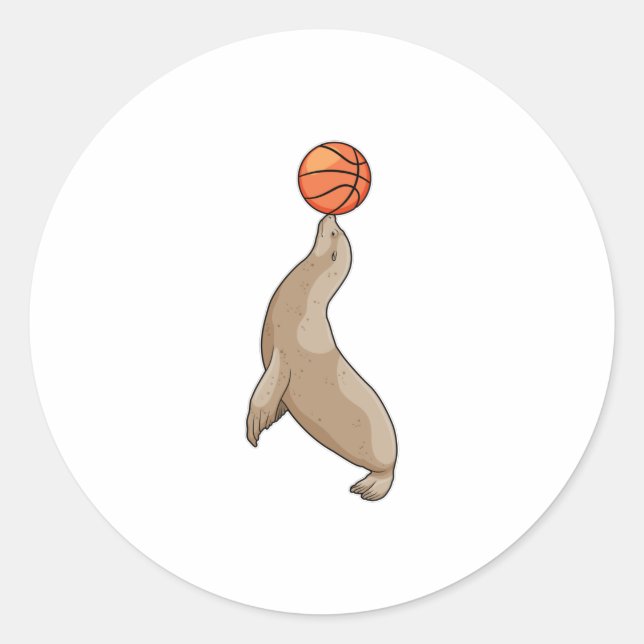 Sticker Rond Sceau avec basket-ball (Devant)