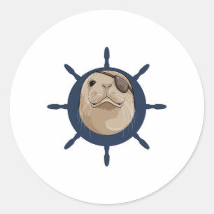 Sticker Rond Sceau avec gouvernail de navire