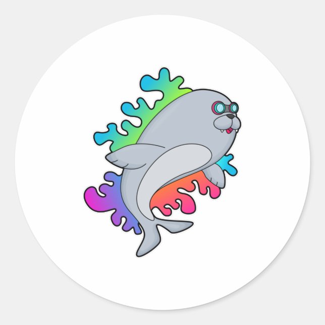 Sticker Rond Sceau avec lunettes (Devant)