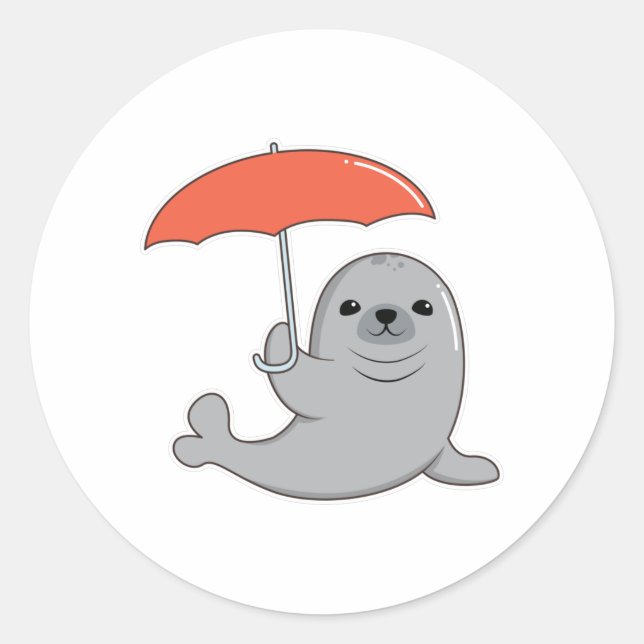 Sticker Rond Sceau avec parapluie (Devant)