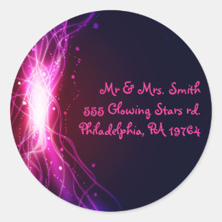 Sticker Rond Sceau Bat mitzvah Retern pour stars en néon brilla