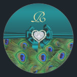 Sticker Rond Sceau cadeau Mariage Peacock turquoise<br><div class="desc"></div>