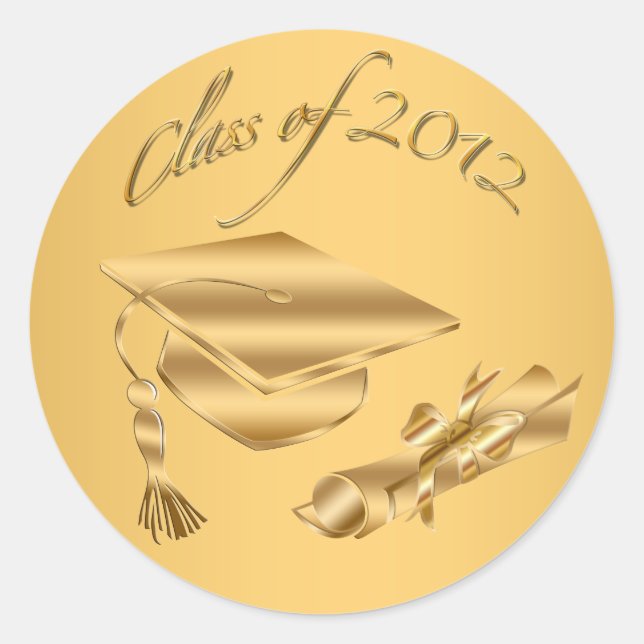 Sticker Rond Sceau Casquette et diplôme Gold 2012 (Devant)