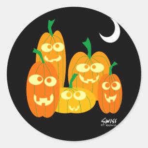 Sticker Rond Sceau Citrouille d'enveloppe d'Halloween Grinning