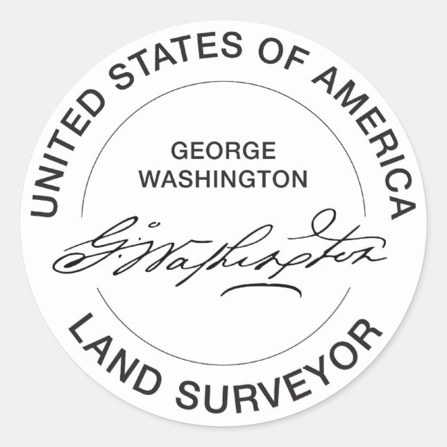 Sticker Rond Sceau d'arpenteur terrestre George Washington USA (Devant)