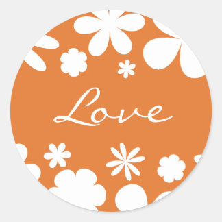 Sticker Rond Sceau d'autocollant Love Flower Power