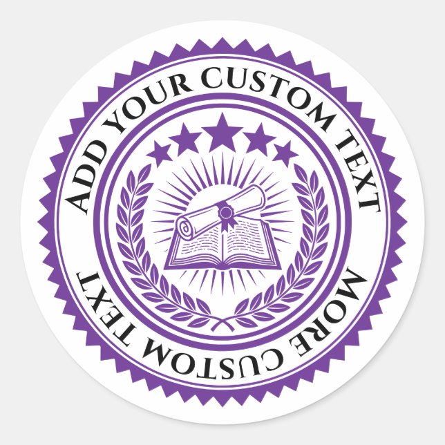 Sticker Rond Sceau de certificat de couleur et de texte 3D modi (Devant)