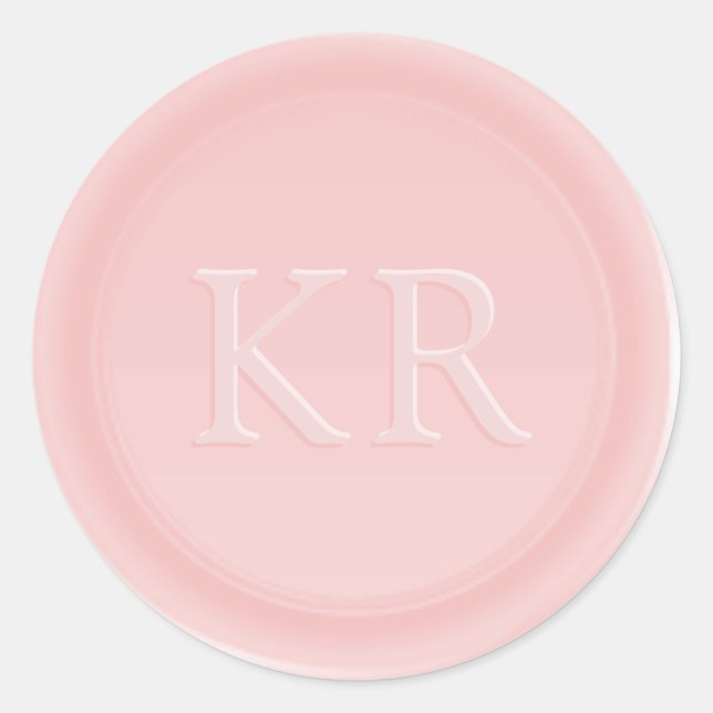 Sticker Rond Sceau de cire à mongramme élégant rose tendre (Devant)