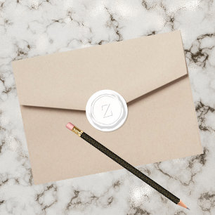 Sticker Rond Sceau de cire blanc Monogramme Z initial