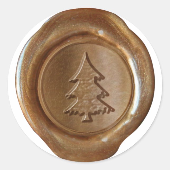 Sticker Rond Sceau de cire - Cuivre - ARBRE DE NOËL II (Devant)