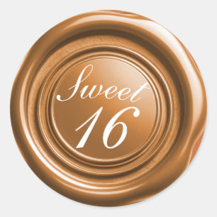 Sticker Rond Sceau de cire de bougie orange goutte de mariage d