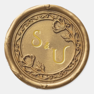 Sticker Rond Sceau de cire de mariage au pavot