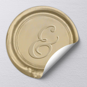 Sticker Rond Sceau de cire de Mariage d'or moderne