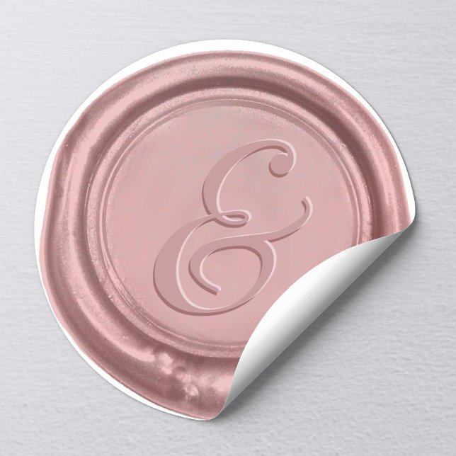 Sticker Rond Sceau de cire de Mariage d'or rose (Créateur téléchargé)