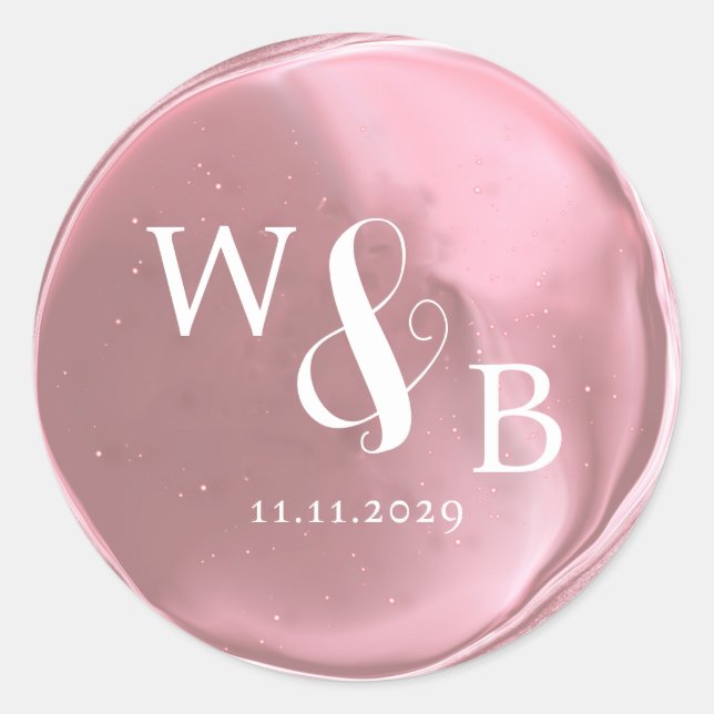 Sticker Rond Sceau de cire de mariage élégant simple monogrammé (Devant)