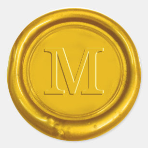 Sticker Rond Sceau de cire d'or Gras Monogramme initial Mariage