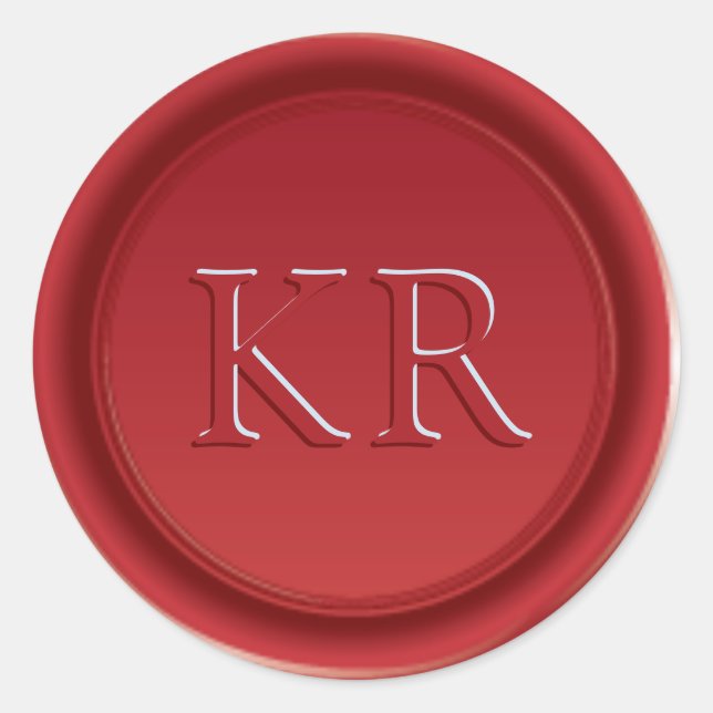 Sticker Rond Sceau de cire élégant monogramme rouge (Devant)