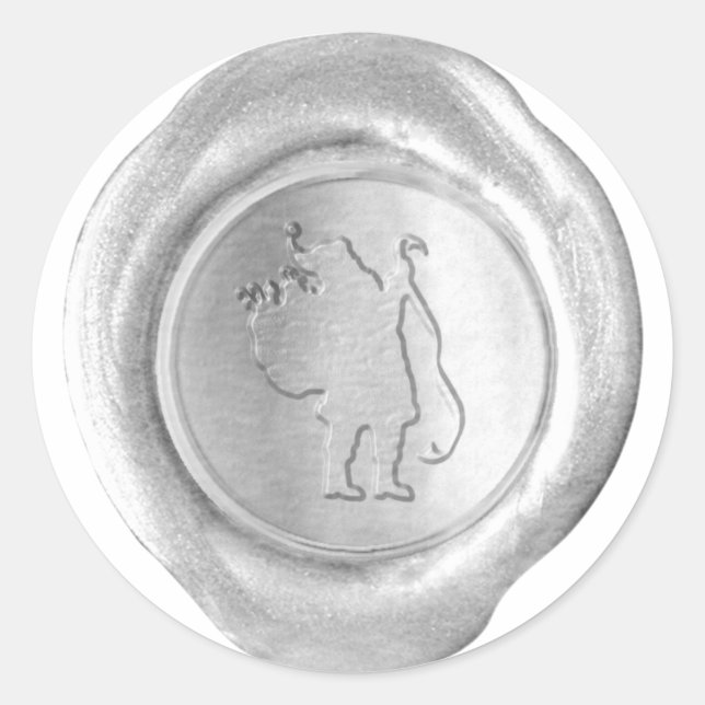 Sticker Rond Sceau de cire Faux - Argent - PÈRE NOËL (Devant)