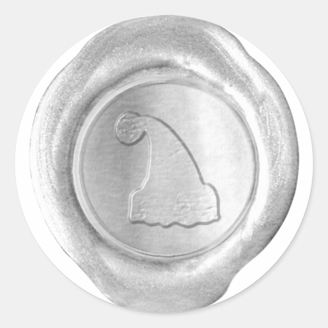 Sticker Rond Sceau de cire Faux - Argent - SANTA HAT (Devant)