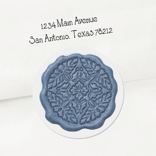 Sticker Rond Sceau de cire faux, bleu de bleuet