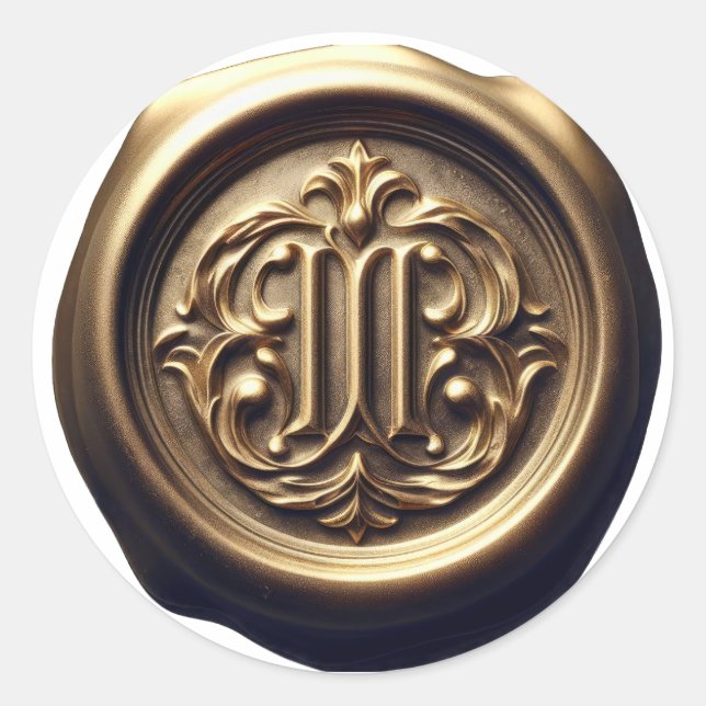 Sticker Rond Sceau de cire Faux Impression profonde Or (Devant)