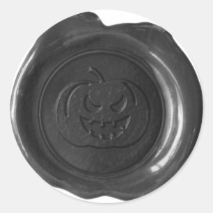 Sticker Rond Sceau de cire Faux - Noir - JACK-O-LANTERN 01