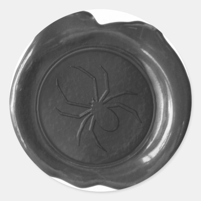 Sticker Rond Sceau de cire Faux - Noir - SPIDER (Devant)