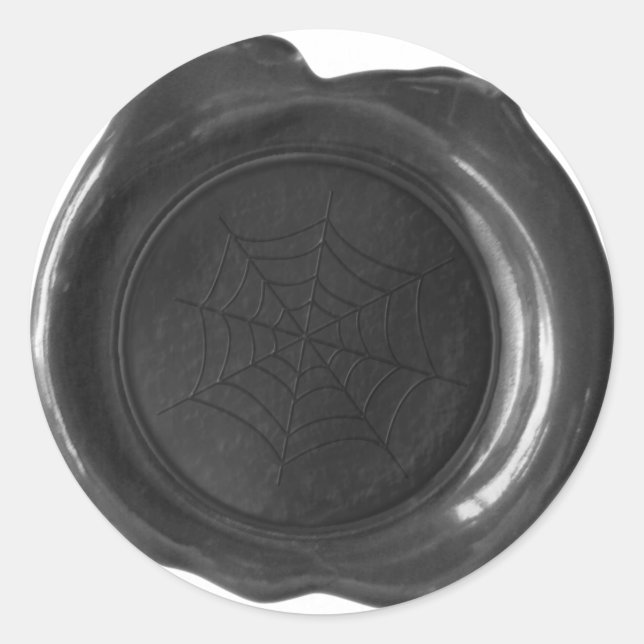 Sticker Rond Sceau de cire Faux - Noir - SPIDER WEB (Devant)