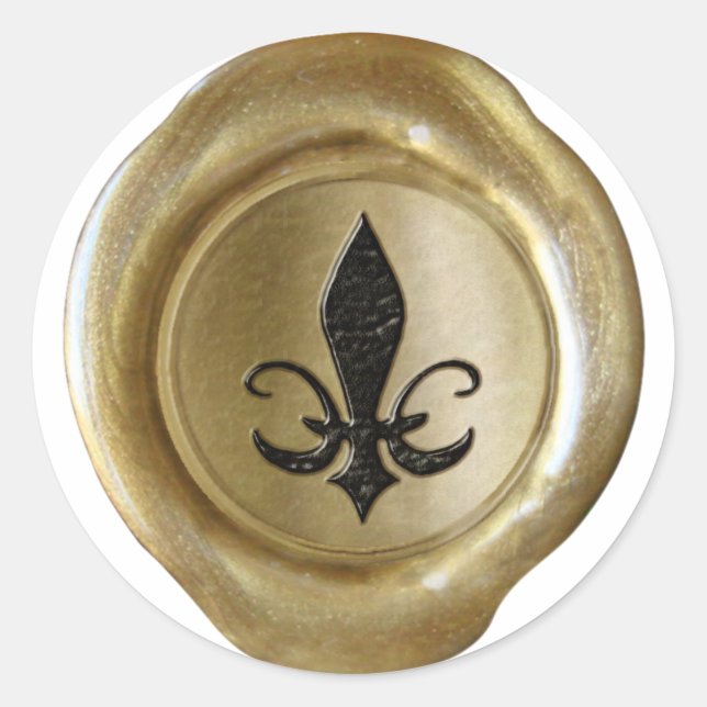 Sticker Rond Sceau de cire Faux - Or avec noir - SPADE (Devant)