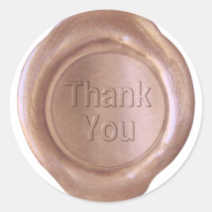 Sticker Rond Sceau de cire Faux - Or Rose - Bold - Merci