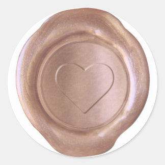 Sticker Rond Sceau de cire Faux - Or Rose - Coeur