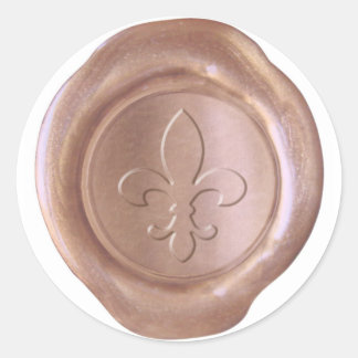 Sticker Rond Sceau de cire Faux - Or Rose - Fleur De Lis