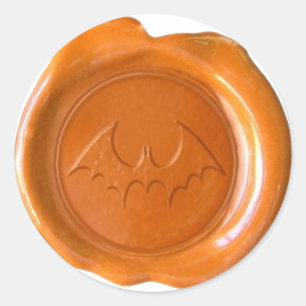 Sticker Rond Sceau de cire Faux - Orange - BAT 02