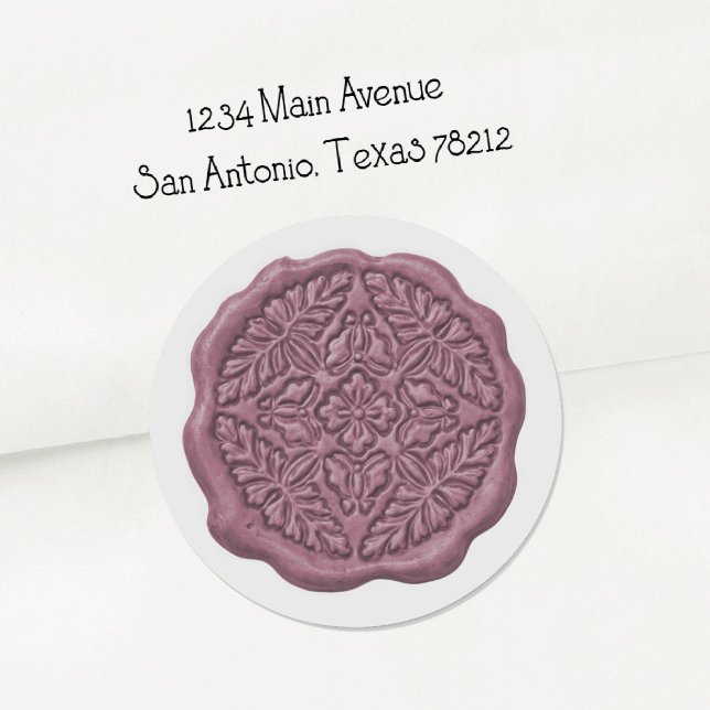Sticker Rond Sceau de cire faux, Orchidée pourpre (Créateur téléchargé)