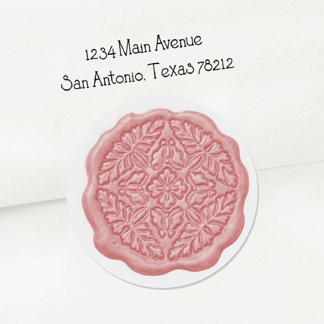 Sticker Rond Sceau de cire faux, rose (Créateur téléchargé)