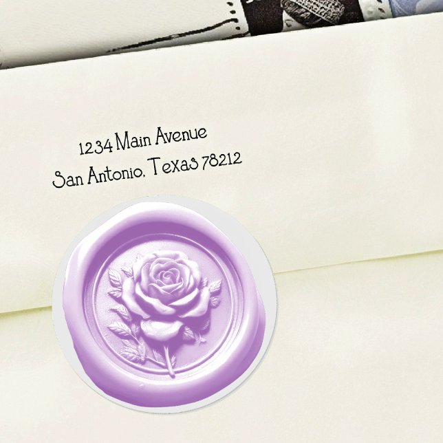 Sticker Rond Sceau de cire faux rose pourpre impression profond (Créateur téléchargé)