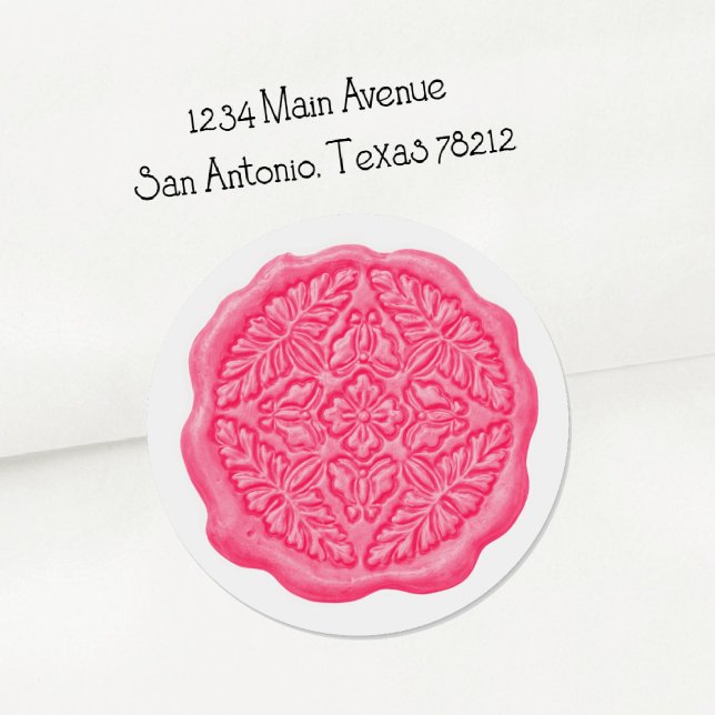 Sticker Rond Sceau de cire faux, rose vif (Créateur téléchargé)