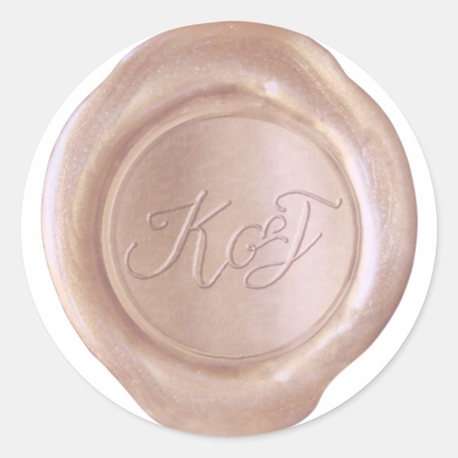 Sticker Rond Sceau de cire Faux - RoseGold - K&J_Custom (Devant)