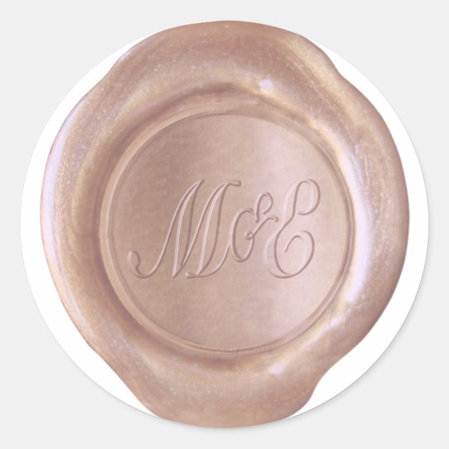 Sticker Rond Sceau de cire Faux - RoseGold - M&E_Custom (Devant)